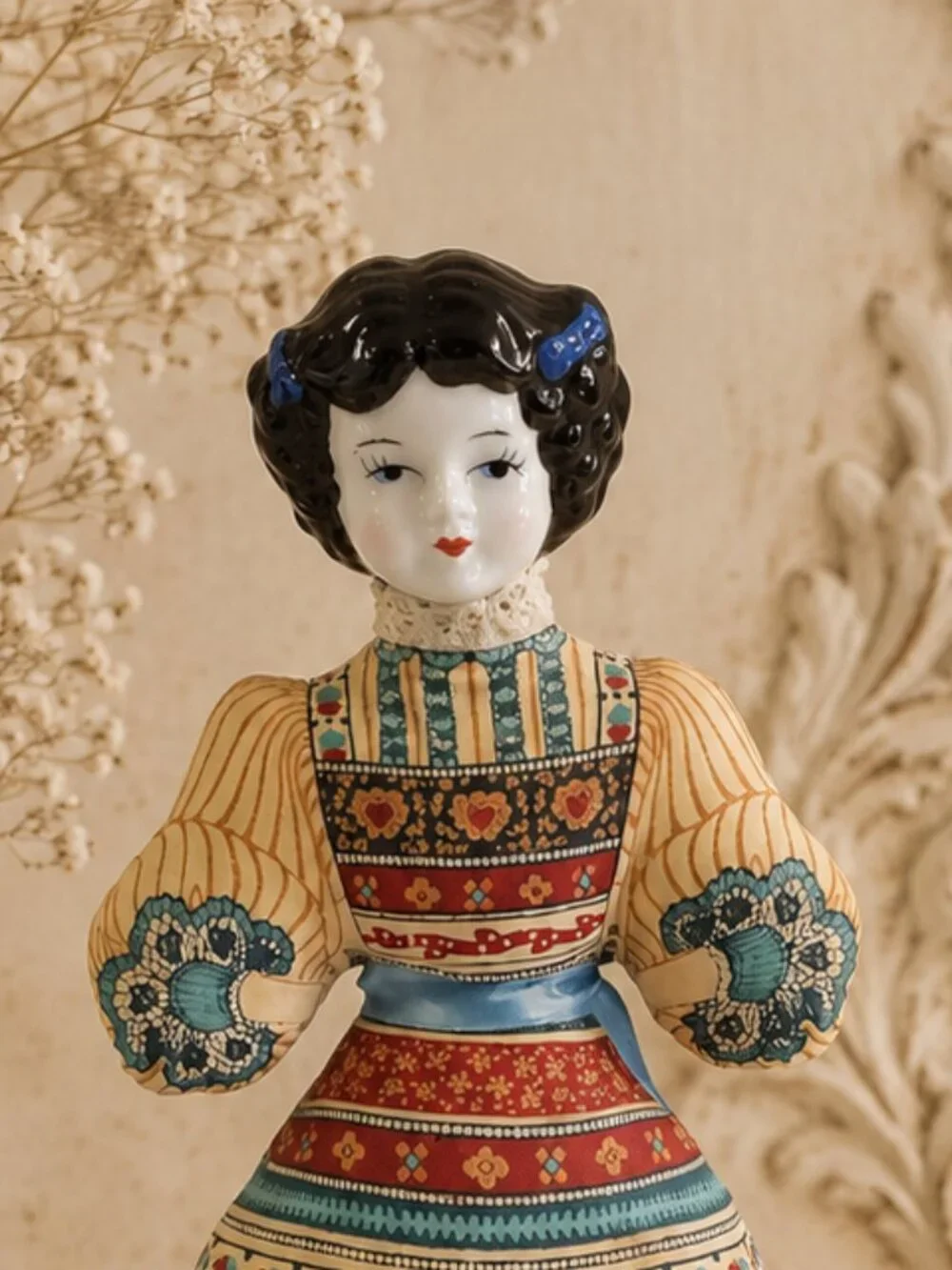 Vintage American Heirloom Porcelain Head Pincushion Doll